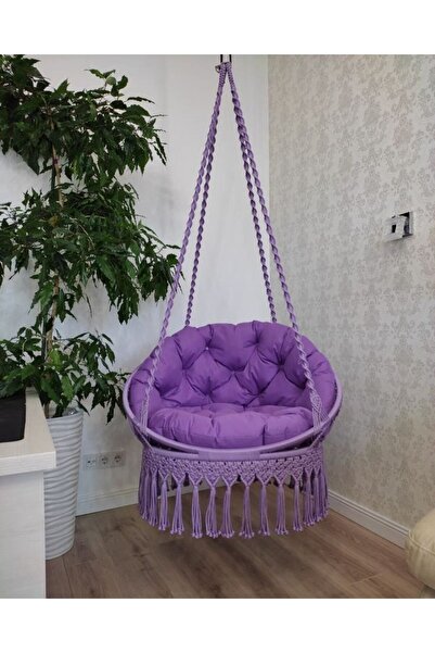 Morvia Makrome Salıncak Lora Modeli Minderli Tek Kişilik El Yapımı