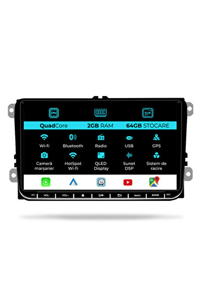 NavStore Navigatie Dedicata Volkswagen, 9Inch, 2Gb Ram, 64Gb stocare, Carplay