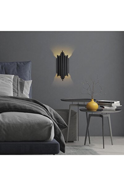 MOİRA Rustic Metal Pipe Single Wall Sconce Glossy Black, Ambiance Wall Lighting Reis-13340