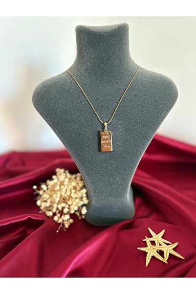 Çelik Külçe altın kaplama kolye