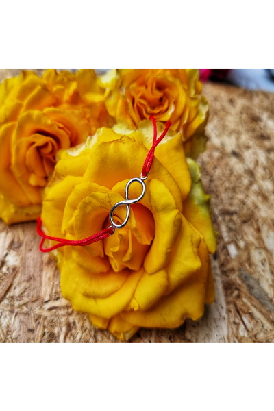 Wild Bracelets Bratara reglabila din Argint 925 cu charm Infinit si snur rosu de matase