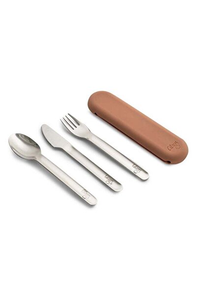 Citron Cutlery Set with Silicone Case - Blush Pink - 3-Piece Stainless Steel Utensil Set with Eco-Fr