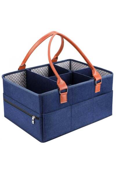 Little Story Foldable And Portable Organizer Premium Diaper Caddy - Blue