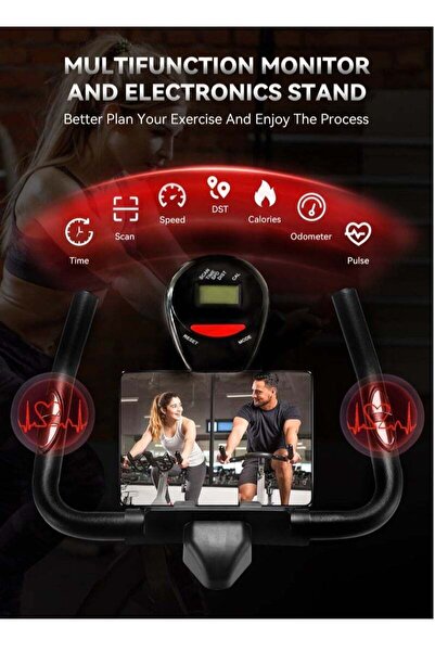 EGG Luxury Home Spinning Bike with LCD, Adjustable Seat & Armrest, Silent Ride, 135kg Capacity