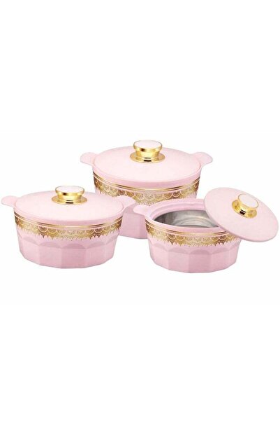 Rashi طقم طاجن شاهين معزول، 3 قطع - 1800 مل، 2600 مل و3600 مل، وردي