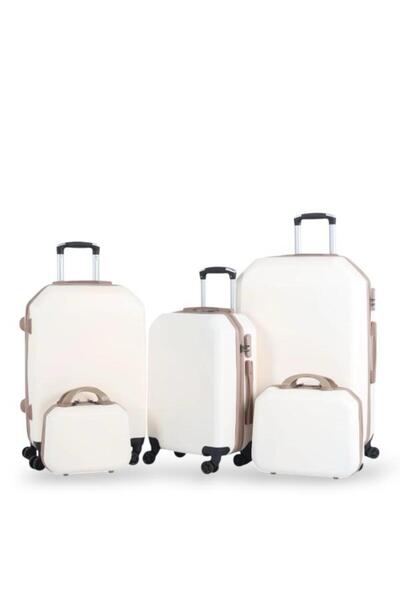 Red Sea Travel bag set - 5 pieces, including 3 trolley bags and 2 makeup bags - with flexible covers - and a fixed digital lock