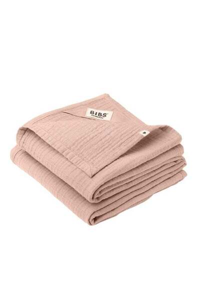 Bibs Pack Of 2 Muslin Organic Cotton Cloth, 70x70 cm, Blush