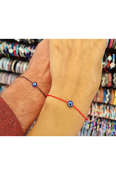 Wild Bracelets Adult flat evil eye bracelet, adjustable from red silk cord