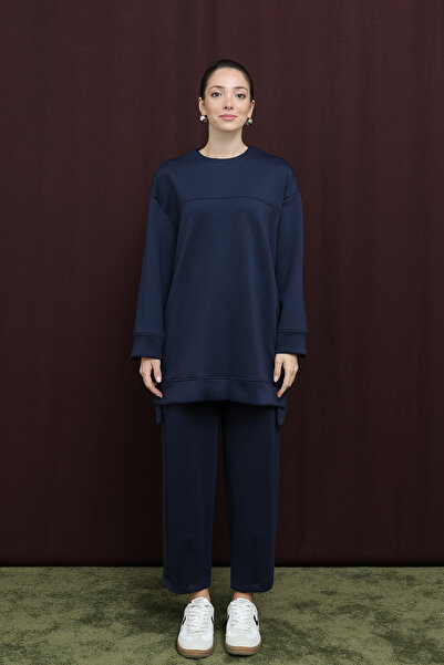 Modamorfo Women's Basic Set with Side Snap Detail and Slit - 14384Tks