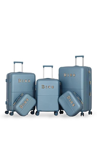 DİMA Dabash Travel Bag Set - 5 Pieces Includes 3 Trolley Bags and 2 Makeup Bags - Double Zipper Expansion