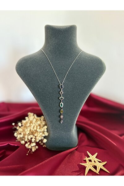 Çelik 7 Elementli Gümüş renk Y kolye