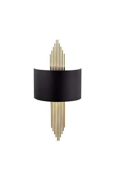 MOİRA شمعدان حائط معدني أحادي من ميزراك بطلاء ذهبي أسود، إضاءة محيطية MIZRAK-616