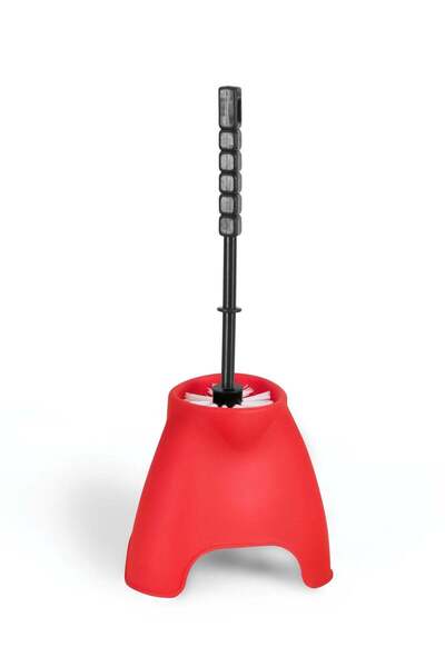 Helal PRO Curvy Toilet Brush Set, Remove Stubborn Stains, Resistant Plastic, Red and Black