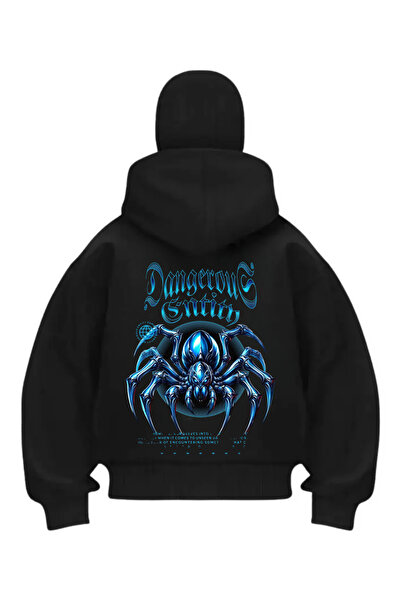 1blood Dangerous Spider Printed Black Samurai Snow Mask Sweatshirt Cardigan