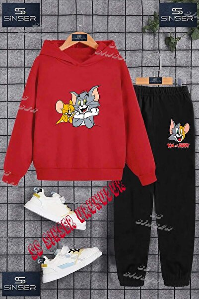 SS SİNSER طقم بدلة رياضية للأطفال من الجنسين مطبوع عليه عبارة 'توم وجيري إلرز...