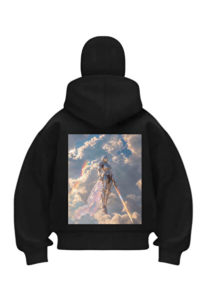 1blood سترة كارديجان سوداء مطبوعة من Angels Warrior بتصميم الساموراي الثلجي