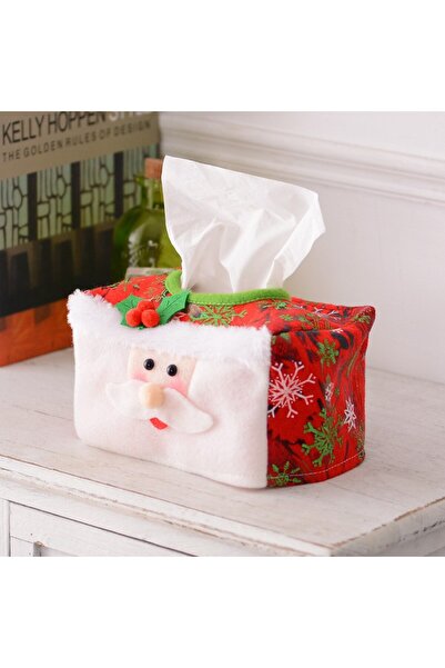OEM Decorative Napkin Box, Santa Claus Pattern, Christmas Theme, 16 x 10 cm, Red