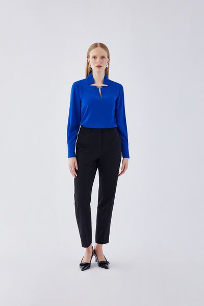 IDYL Buttoned Blouse with Collar Accessories