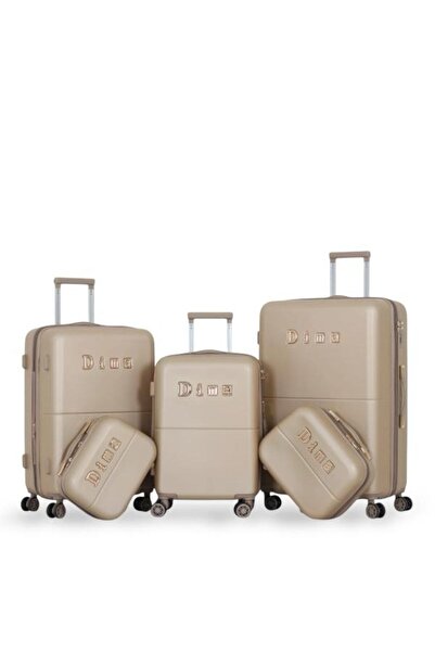 DİMA Dabash Travel Bag Set - 5 Pieces Includes 3 Trolley Bags and 2 Makeup Bags - Double Zipper Expansion