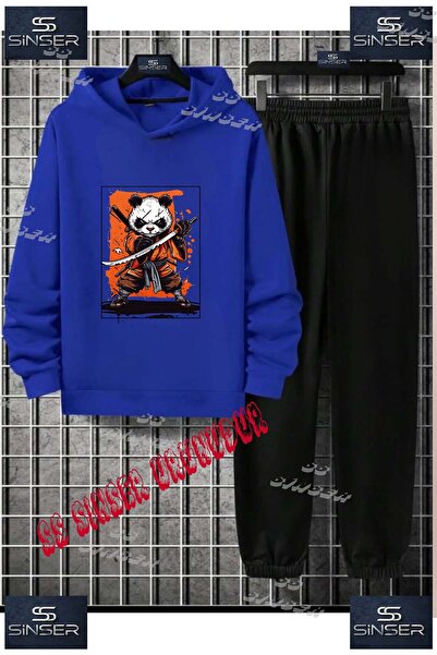 SS SİNSER Детски унисекс комплект спортен екип с качулка и принт „PANDA NINJA...
