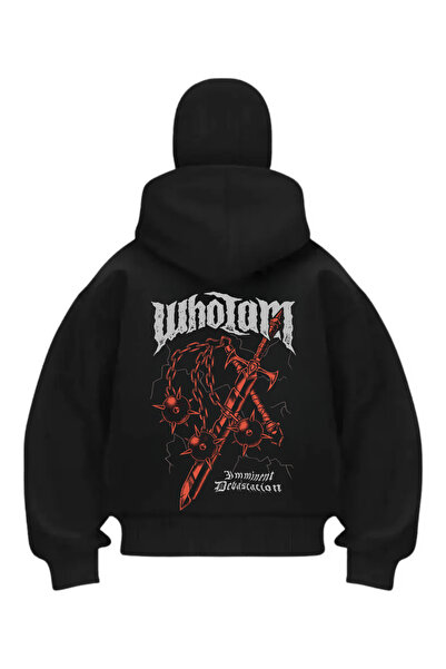 Gofeel Siyah Black Ghost Baskılı Kar Maskeli Unisex Sweatshirt Hırka