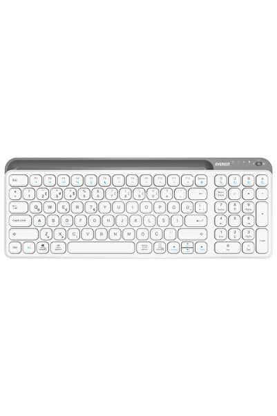 Everest KB-BT90 Beyaz/Gri Bluetooth+ 2.4Ghz Şarjlı Q Mac/Win/Android/Ios Uyumlu Kablosuz klavye