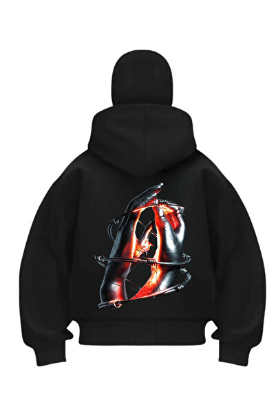 1blood سترة كارديجان سوداء مطبوعة بتصميم Love Hands على شكل قناع ثلج الساموراي