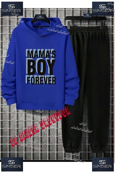 SS SİNSER Детски унисекс комплект спортен екип с качулка и надпис „MAMAS BOY ...