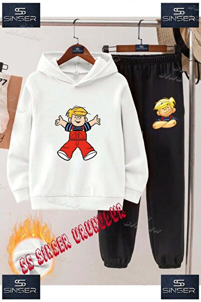 SS SİNSER Παιδικό Unisex Σετ Φούτερ με Κουκούλα και Στάμπα  "DENIS COCUK ELLE...