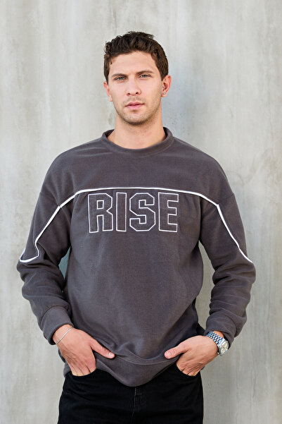 No Way Hanorac din lână pentru bărbați guler rotund Rise Detailed tricou