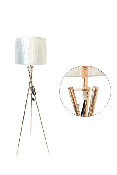 Living مصباح أرضي بثلاثة أرجل فولاذية متينة وغطاء أبيض - إضاءة عملية ومريحة