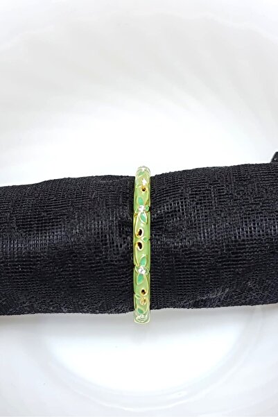 Angels And Wings سوار من حجر الزركون بنمط الزهور الخضراء من النحاس المينا