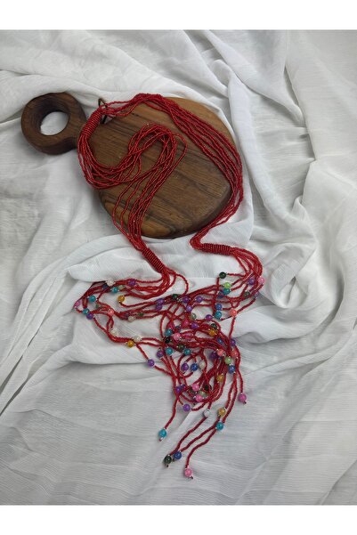 SEDEF TAKI Şal model uzun kum boncuklu kolye