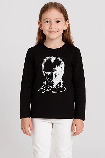Sibel Günay Butik Детски боди с дълъг ръкав и принт на Ататюрк | 100% памук |...