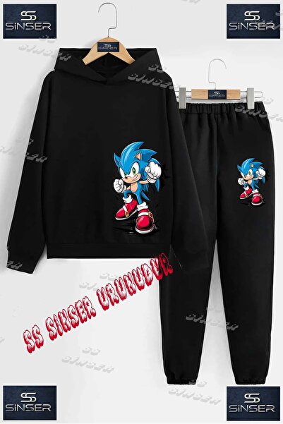 SS SİNSER Set de trening cu hanorac imprimat "SONIC FIST BREAKING" pentru cop...