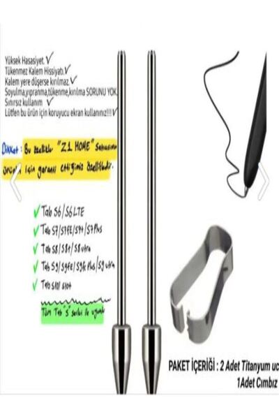gökmer Samsung Galaxy Tab S7 /S7 Fe /S7Lte /S7+ Replacement Pen Tip 2Pcs Titanium Tip (Not Scratches the Screen)