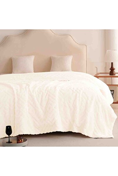 Alhabib bedding Montreal Light Double Faux Fur Cream Blanket 240 x 220 cm