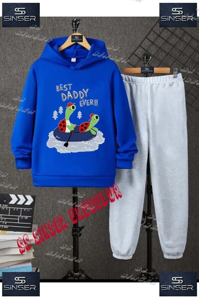 SS SİNSER Детски унисекс спортен екип с качулка и надпис „Две костенурки в ло...