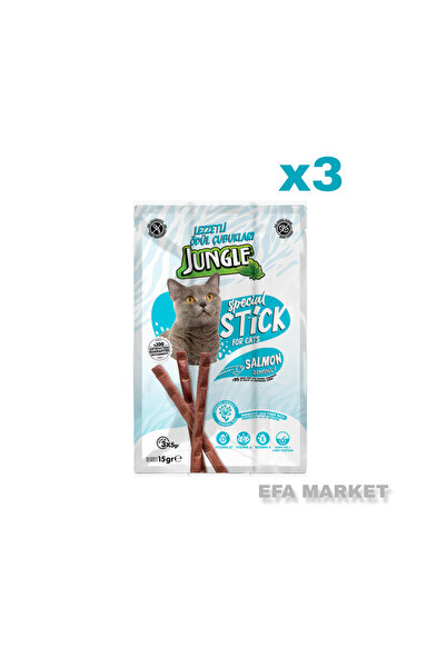 Jungle Kedi Maması Ödül Çubuğu Stick Somonlu 3 Adet (1x15Gr)