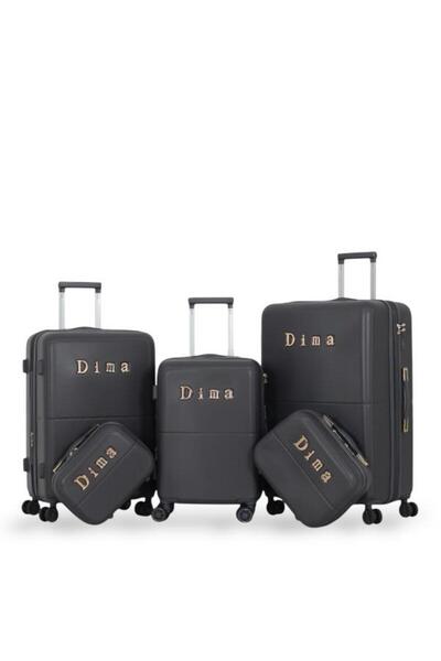 DİMA Dabash Travel Bag Set - 5 Pieces Includes 3 Trolley Bags and 2 Makeup Bags - Double Zipper Expansion