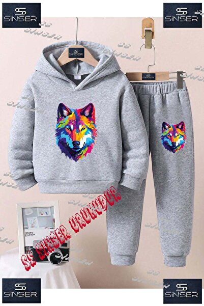 SS SİNSER Παιδικό Unisex Σετ Φόρμας με Κουκούλα με Στάμπα "WOLF PAINTED COLOR...