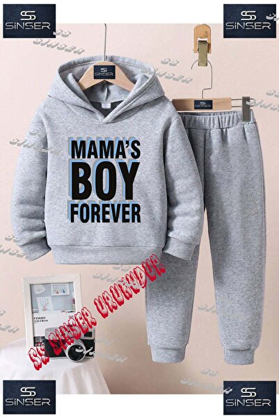 SS SİNSER Παιδικό Unisex Σετ Φούτερ με Στάμπα "MAMAS BOY YAZI ORJN"