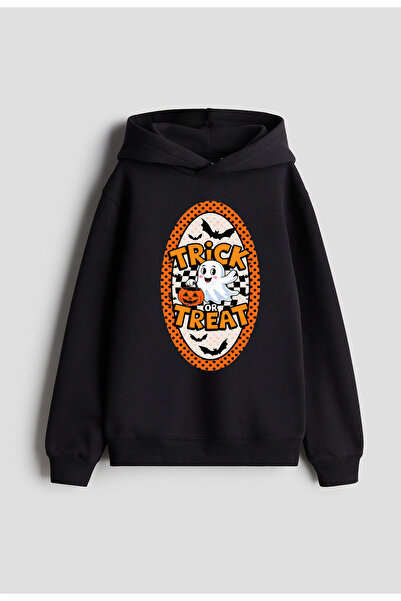 MODA Halloween Trick or Treat με τύπωμα Γυναικεία Ανδρικά Παιδικά Μαύρα με κο...