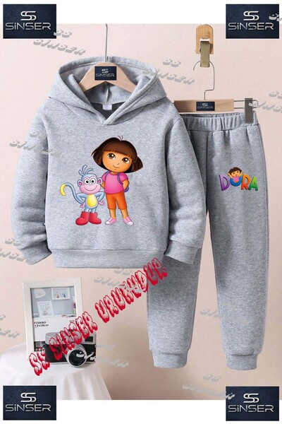 SS SİNSER Set de trening cu hanorac imprimat pentru copii, unisex, cu imprime...