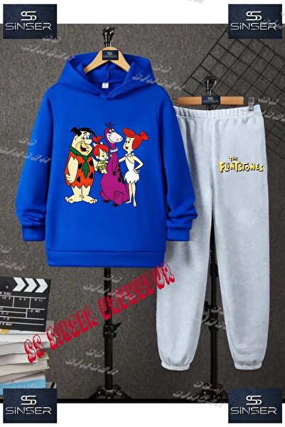 SS SİNSER Детски унисекс комплект спортен екип с качулка и надпис „FRED FAMIL...