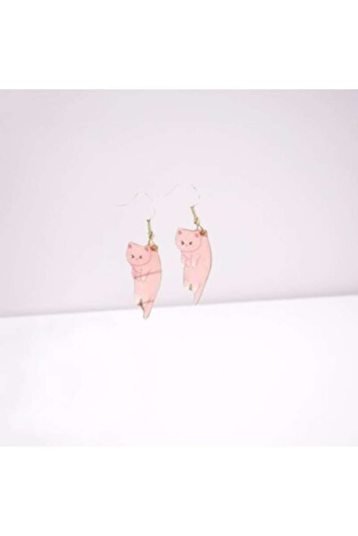 SYGGY Cercei dama, Aliaj metalic, Model Hanging Cat Pink
