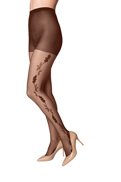 PETRA-ELISA 15 Den ELITE tights with Violetta pattern, Brown, XL