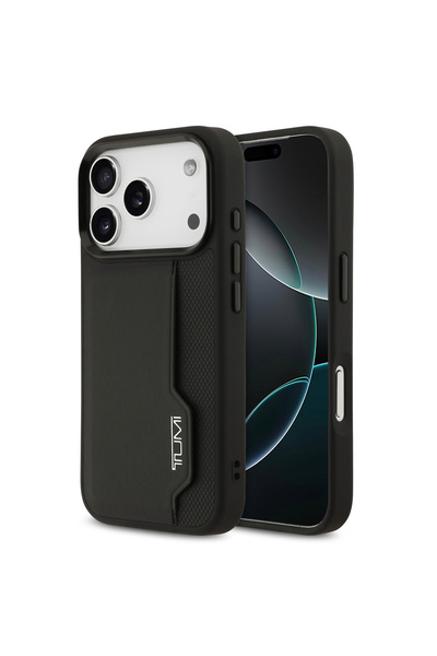 TUMI iPhone 17 Pro Back Cover, Card Slot Case, Leather and Silicone Case