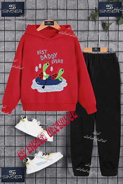 SS SİNSER Детски унисекс спортен екип с качулка и надпис „Две костенурки в ло...
