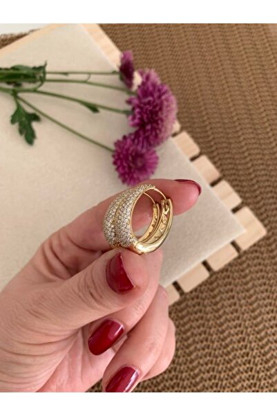 XUPING JEWELRY 14K RENK DAMLA MODEL FULL TAŞLI KÜPE UZUNLUK 2CM